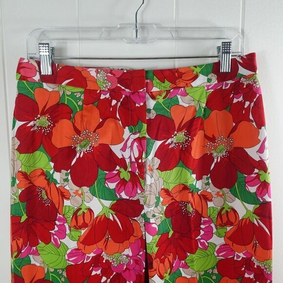 Worthington Womens Pants Bright Floral Colors Cropped Size 14 - Picture 2 of 10
